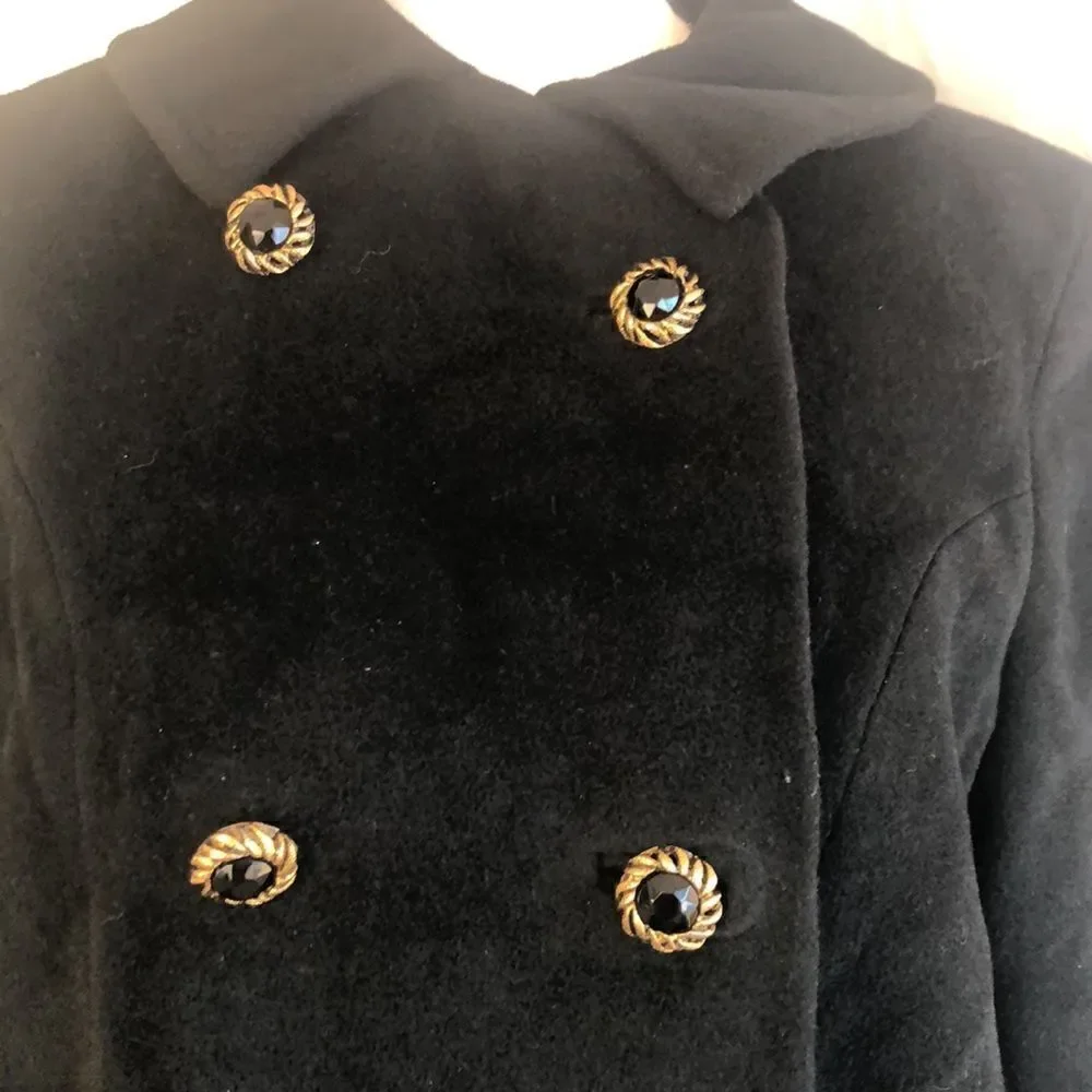 Vintage RANSOHOFFS black 100% baby Llama wool winter coat. Double breasted - Picture 3 of 17